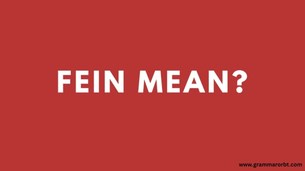 What Does Fein Mean in Slang?