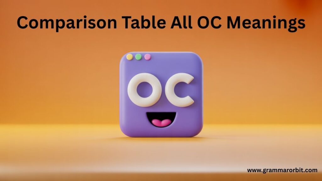 Comparison Table: All OC Meaning in Text