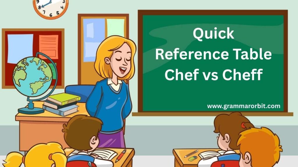 Quick Reference Table Chef vs Cheff